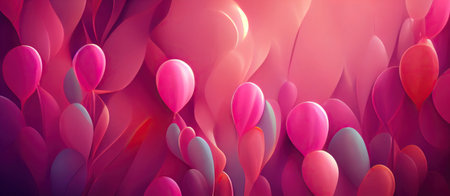 Pink birthday with balloons background.