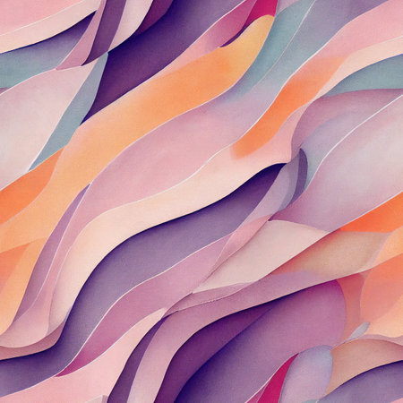 Boho seamless pattern with wavy voluminous colored shapesの写真素材
