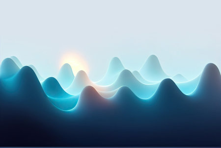 seamless background soft wavy gradient flow blue with colored glow inside
