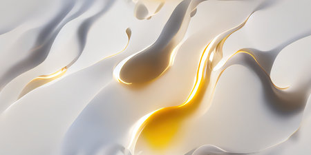 white and gold fluid flows in a flowing, seamless textureの写真素材