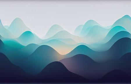 Blurred blue soft hills seamless gradient backdropの写真素材