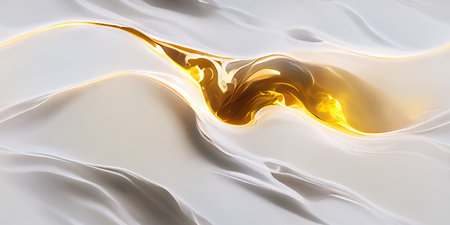 White and gold fluid has a smooth, flowing feel.の写真素材