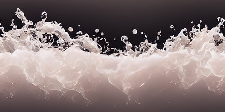 continuous water texture of a liquid flowing with splashes and droplets.. seamlessの写真素材