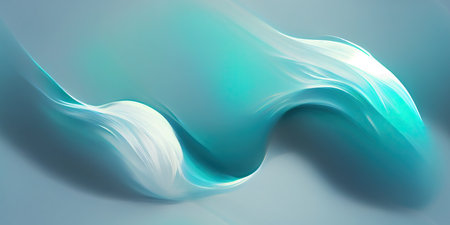 Soft blueish-white wavy liquid flow with a smooth texture and blurring effect.の写真素材