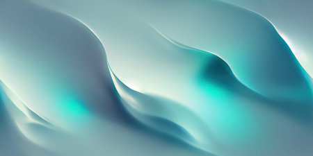 A smooth flowing flow with bluish-white wavy forms and a blurring effect.の写真素材