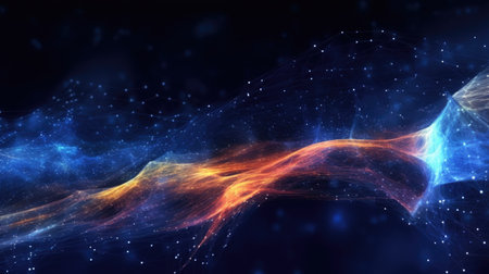 Artificial Intelligence Network Visualization with Colorful Abstract Backgroundの写真素材