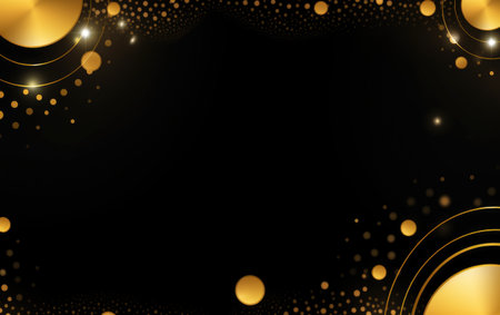 Elegant Black and Gold Circles Backgroundの写真素材