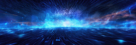 Artificial Intelligence Network Visualization in Blue Spaceの写真素材