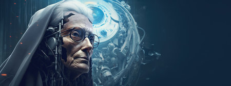 Cyborg Ethics: Old Woman in a Futuristic Worldの素材