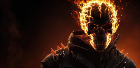 GhostRider Burning Skull Halloween Wallpaperの写真素材