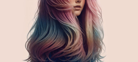 Happy Colored Ombre Hairstyle with Warm Tonesの素材