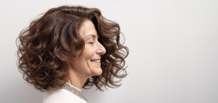 Happy Smiling Grandma with Ombre Hairstyleの素材