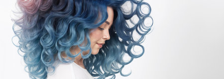 Happy Woman with Vibrant Colored Ombre Hairstyleの素材