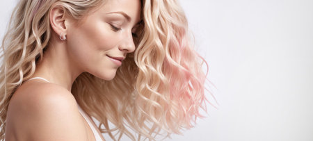 Happy Colored Ombre Hairstyle on a Beautiful Womanの素材