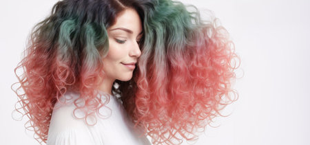 Happy Colored Ombre Hairstyle of a Beautiful Womanの素材