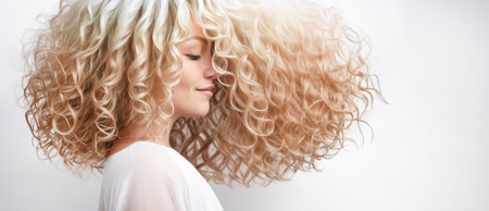 Happy Colored Ombre Hairstyle on Beautiful Blonde Curlsの素材