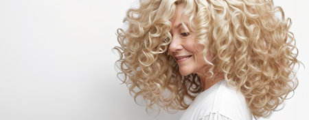 Happy Shill Old Woman with Ombre Hairstyle Smilingの素材