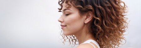 Happy Woman with Colored Ombre Hairstyleの素材