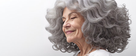 Happy Senior Woman with Ombre Hairstyleの素材