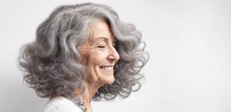 Happy Smiling Grandma with Ombre Hairstyleの素材