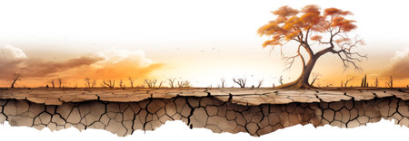 Cracked Earth and Dying Tree Illustrationの素材