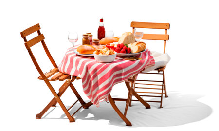 An elegant outdoor dining arrangement with meals.の素材