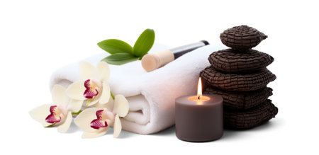 day spa set, png file of isolated cutout object with shadow on transparent background..の素材