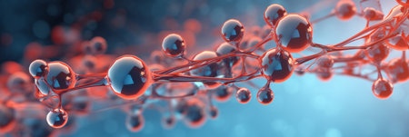 3D rendering of molecules in material science.の素材
