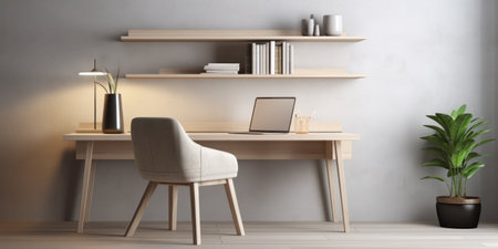 Chic desk setup in a contemporary office.の素材