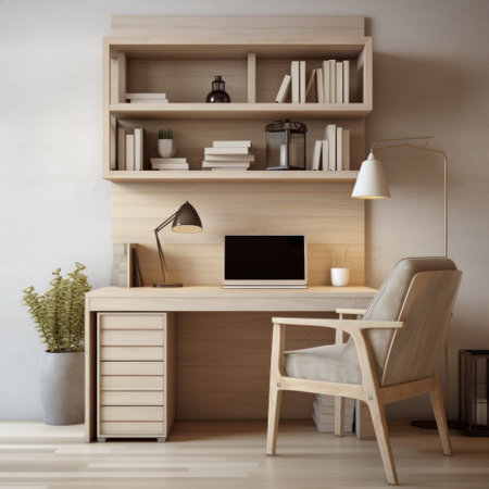 Stylish workspace with ergonomic desk setupの素材