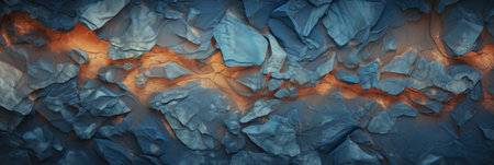Blue flaky texture represents material science study.の素材