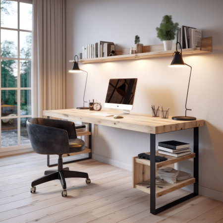 Modern home office interior with elegant furniture.の素材