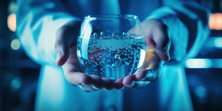 Material science researcher with a liquid sample.の素材