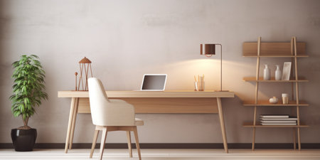 Stylish workspace with elegant desk setup.の素材