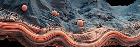 Macro digital landscape symbolizing material science.の素材