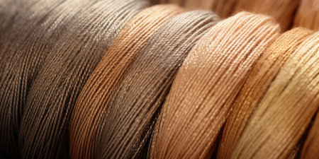 Detailed view of textile fibers for material science.の素材