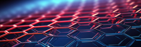 Futuristic hexagon pattern symbolizing material science.の素材