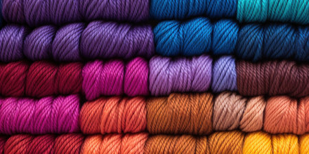 Close-up of vibrant textile threads, ideal for material science.の素材