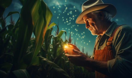 Farmer marvels at magic in agriculture developmentの素材