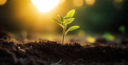 Rural development symbolized by plant growth.の素材
