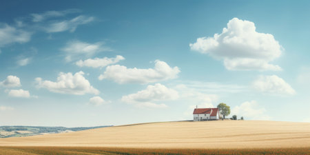Serene farmland featuring developmentの素材