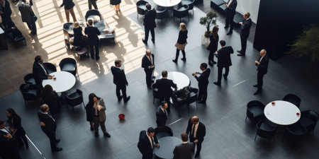 Professionals interact at a corporate event.の素材