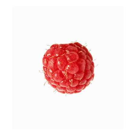 Raspberry isolated on white background. Freshness ripe raspberry closeup. Macro front view sunlight.の写真素材