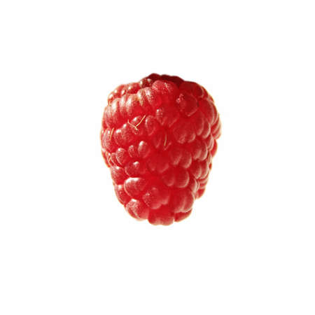 Raspberry isolated on white background. Freshness ripe raspberry closeup. Macro front view sunlight.の写真素材