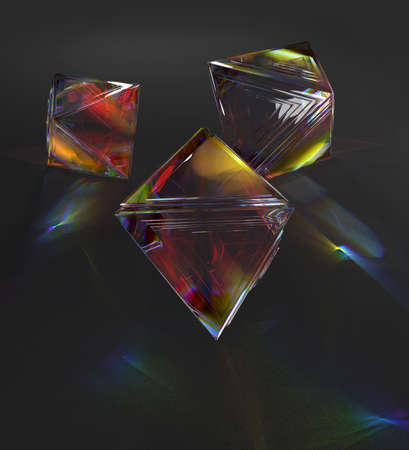 Luminous of Dispersion Diamond 3D render fluorescence reflection abstract colorful clearness luminescence in x-rayの写真素材