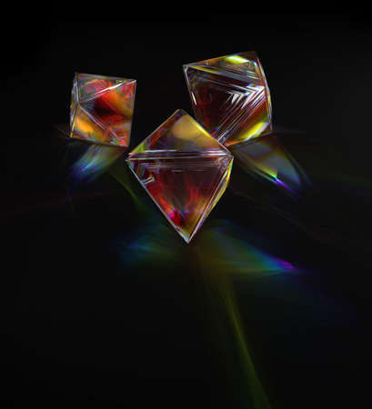 Luminous of Dispersion Diamond 3D render fluorescence reflection abstract colorful clearness shining caustic glow flares luminescence in x-rayの写真素材