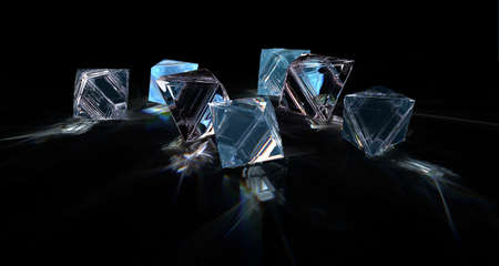 Luminous of dispersion diamond 3d render fluorescence reflection abstract color clearness shining caustic glow flares luminescenceの写真素材