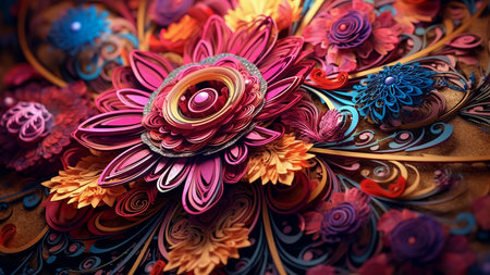 Colorful Images of Flowers and Flowers, in the Style of Paper Sculptures, Generative AIの素材