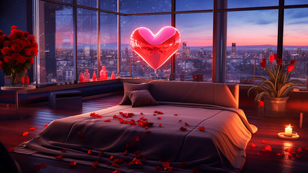 A Room That Has Red Hearts on the Bed, Generative AIの素材