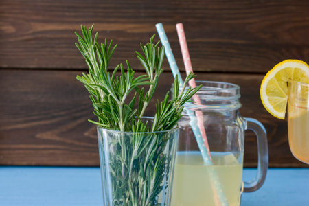 Fresh lemons for a tasty lemonade. On a wooden boardの写真素材